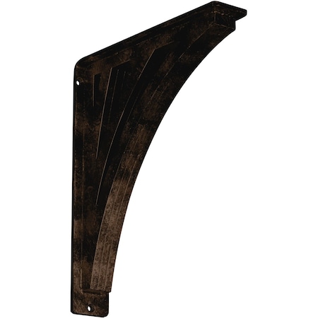 Ekena Millwork Nevio Wrought Iron Bracket, (Triple center brace), Antiqued Bronze 2"W x 10"D x 12"H BKTM02X10X12TNEABZ